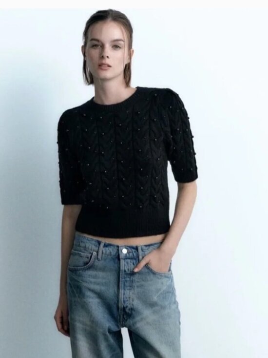 Zara Tops - Zara black pearl sweater top